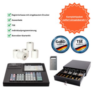 Schlüsselfertiges Paket (1000 x 1000 px) (47) Komplettpaket Registrierkasse Noris S70 Einzelhandel & Gastro mit Hubtastatur inkl. TSE & Programmierung