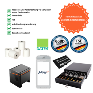 Schlüsselfertiges Paket (1000 x 1000 px) (60) Komplettpaket Mobigo2+ Mobile Kasse Foodtruck & Dienstleister mit Bondrucker, TSE & 12 Monate Softwarepaket