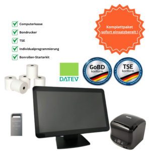 Komplettpaket 15,6″ Touchkasse Gastro PITPOS S15 inkl. Bondrucker, TSE & 12 Monate Softwarepaket